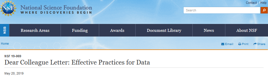 Top of NSF DCL on Effective Practices for Data