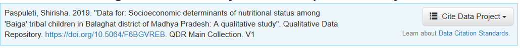 Suggested citation for a QDR data rpoject with DOI